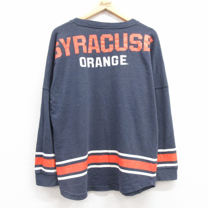 L★古着 長袖 Tシャツ メンズ シラキュース クルーネック 紺 ネイビー 霜降り 25mar03 中古