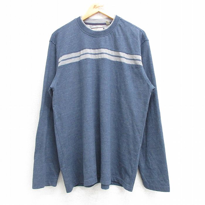 L★古着 G.H.BASS 長袖 ビンテージ Tシャツ メンズ 00年代 00s クルーネック 紺他 ネイビー 25mar07 中古