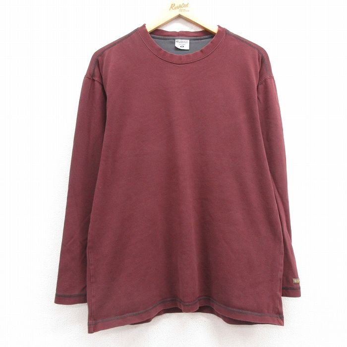 【50%OFF】L★古着 コロンビア COLUMBIA 長袖 ビンテージ Tシャツ メンズ 00年代 00s コットン クルーネック エンジ 25mar08 中古