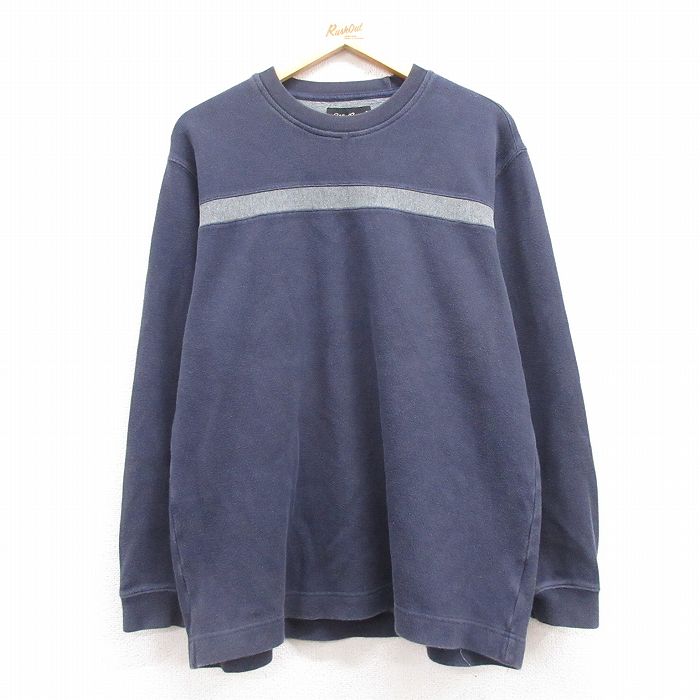 XL★古着 エディーバウアー 長袖 ビンテージ Tシャツ メンズ 00年代 00s 大きいサイズ コットン クルーネック 濃紺 ネイビー 25mar08 中古