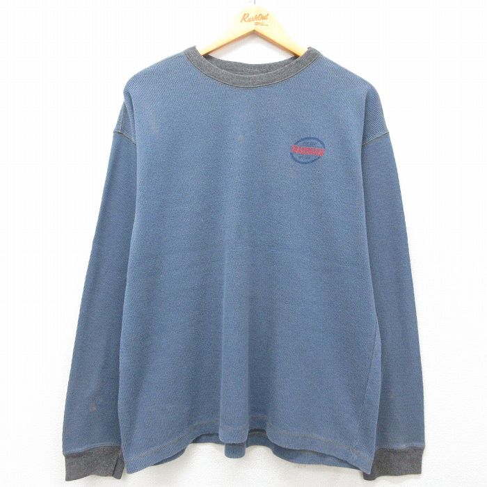 XL★古着 オールドネイビー OLD NAVY 長袖 ビンテージ サーマル Tシャツ メンズ 00年代 00s TRADEMARK 大きいサイズ クルーネック 薄紺他 ネイビー 25mar11 中古