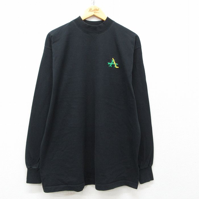 XL★古着 フルーツオブザルーム 長袖 ビンテージ Tシャツ メンズ 00年代 00s A 大きいサイズ コットン モックネック ハイネック 黒 ブラック 25mar11 中古