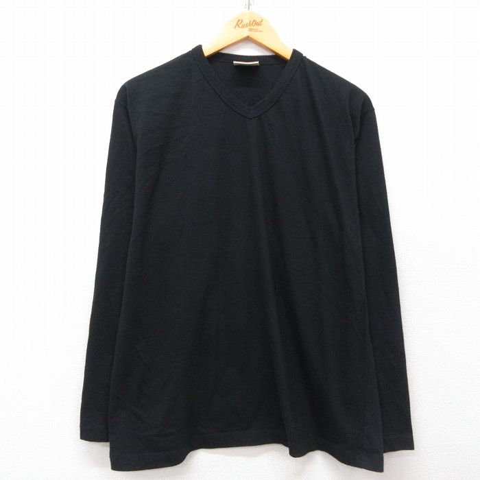 【50%OFF】L★古着 STEEVE&BARRYS 長袖 ビンテージ Tシャツ メンズ 00年代 00s 無地 コットン Vネック 黒 ブラック 25mar13 中古