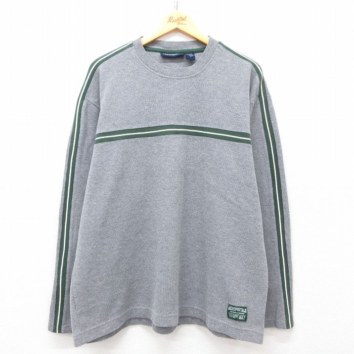 XL★古着 エアロポステール AEROPOSTALE 長袖 ビンテージ Tシャツ メンズ 00年代 00s 大きいサイズ クルーネック グレー他 25mar13 中古