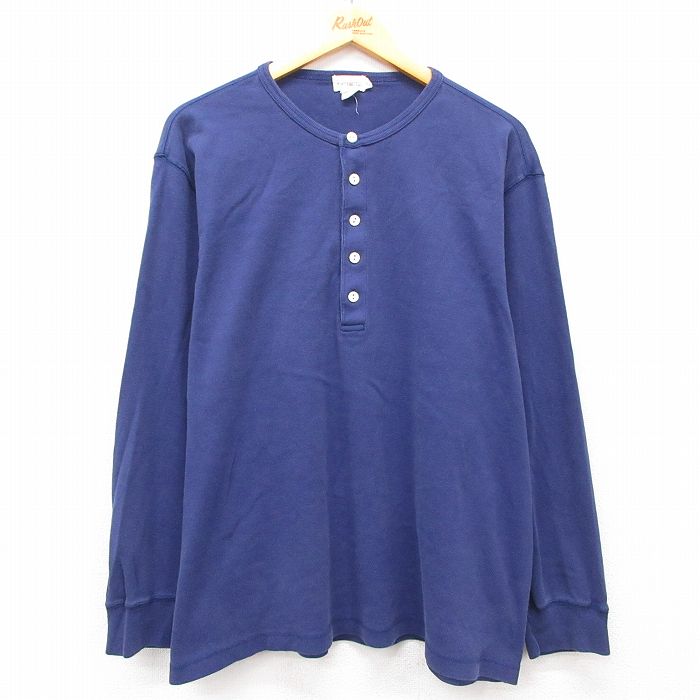 XL★古着 ジェイクルー J.CREW 長袖 ビンテージ Tシャツ メンズ 90年代 90s 無地 大きいサイズ コットン ヘンリーネック 紫 パープル 【spe】 25mar13 中古