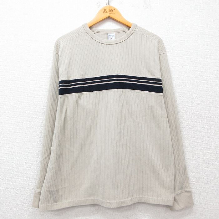 XL★古着 オールドネイビー OLD NAVY 長袖 ビンテージ Tシャツ メンズ 00年代 00s 大きいサイズ コットン クルーネック ベージュ他 カーキ 25mar13 中古