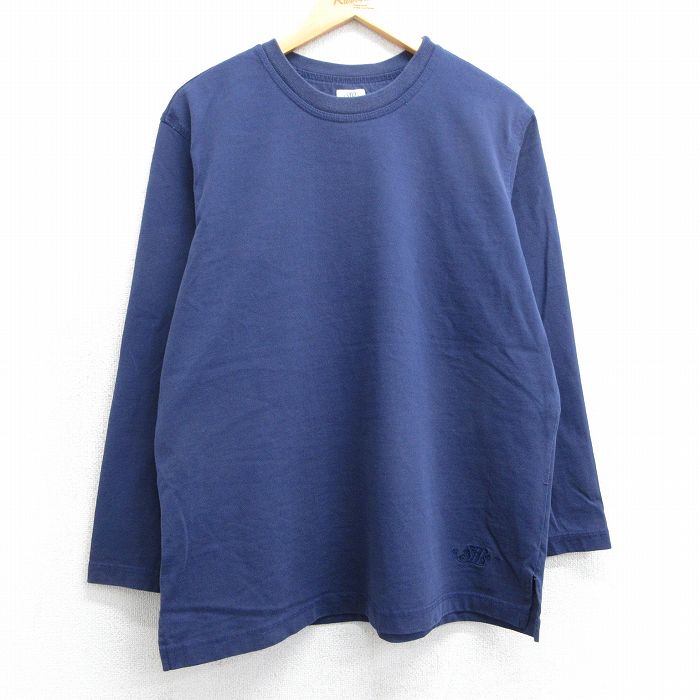 XL★古着 セントジョンズベイ 長袖 ビンテージ Tシャツ メンズ 00年代 00s ワンポイントロゴ コットン クルーネック 紺 ネイビー 25mar18 中古
