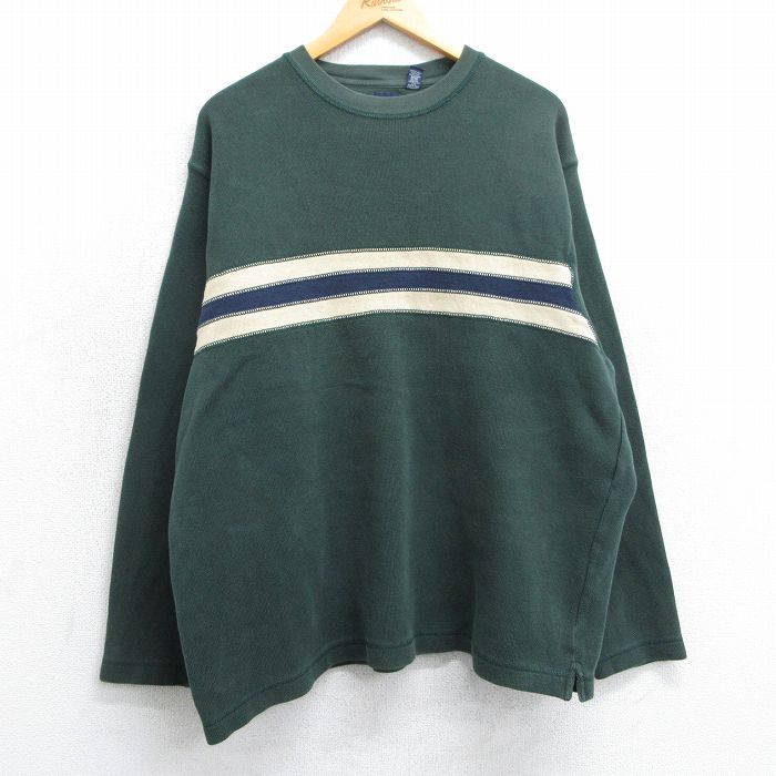 XL★古着 ギャップ GAP 長袖 ビンテージ Tシャツ メンズ 00年代 00s 大きいサイズ コットン クルーネック 緑他 グリーン 25mar18 中古