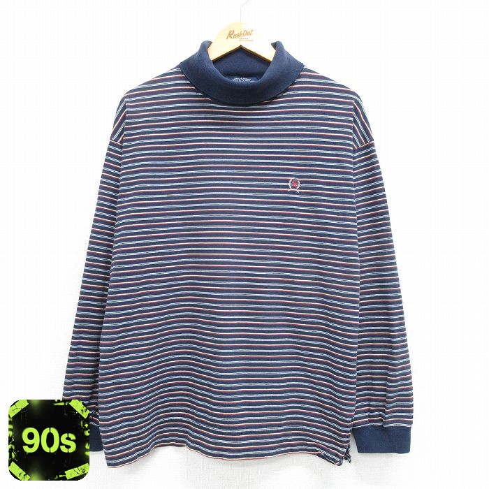 トミーヒルフィガー 90s 長袖Tシャツ ワンポイントロゴ ネイビー XL | 古着