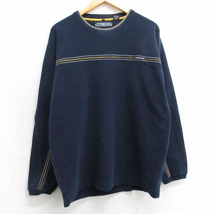 XL★古着 長袖 ビンテージ Tシャツ メンズ 00年代 00s ZERO TOLERANCE コットン クルーネック 紺他 ネイビー 25mar24 中古