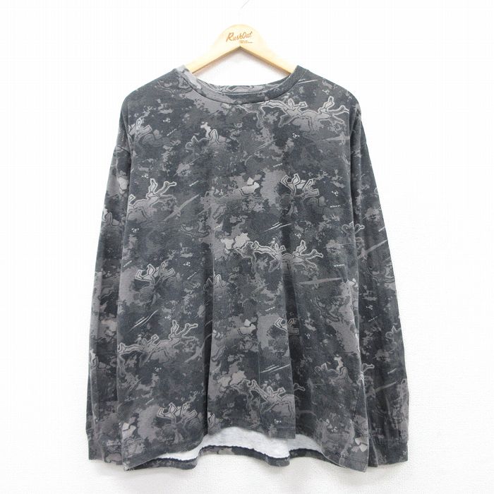 XL★古着 レッドヘッド 長袖 Tシャツ メンズ 大きいサイズ コットン クルーネック 黒他 ブラック 迷彩 25mar28 中古