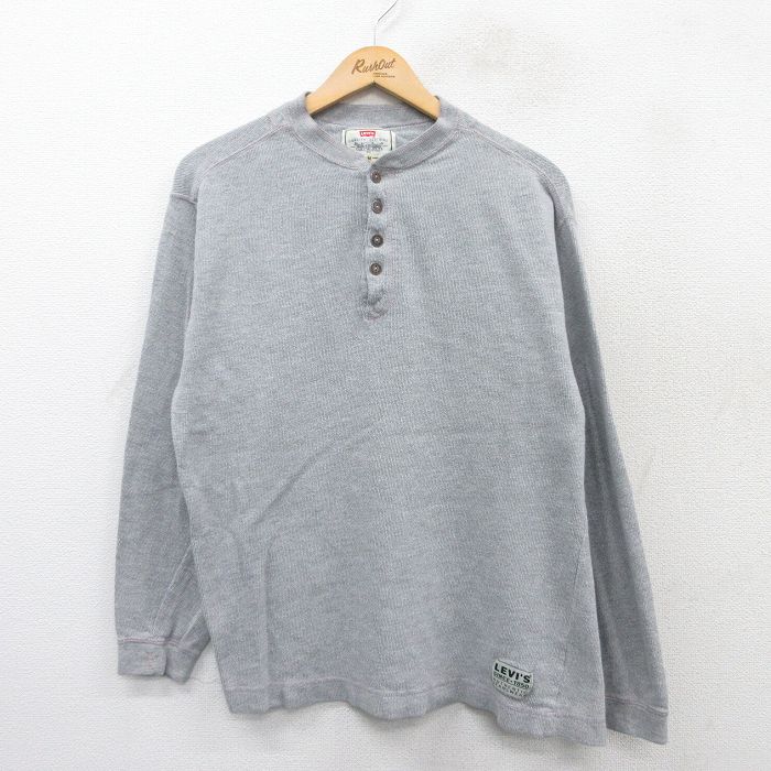 L★古着 リーバイス Levis 長袖 ビンテージ Tシャツ メンズ 00年代 00s ヘンリーネック グレー 25mar31 中古