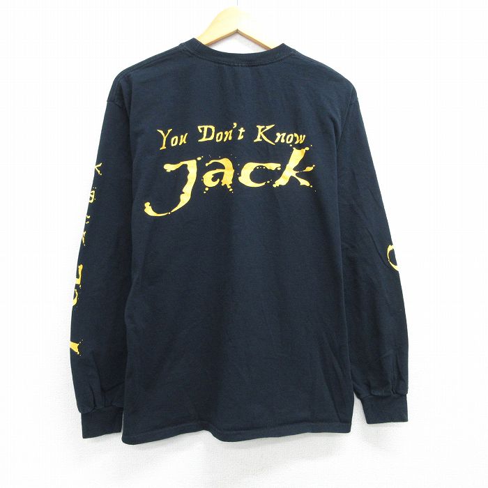 L★古着 長袖 ビンテージ Tシャツ メンズ 00年代 00s Jacks コットン クルーネック 黒 ブラック 25apr02 中古