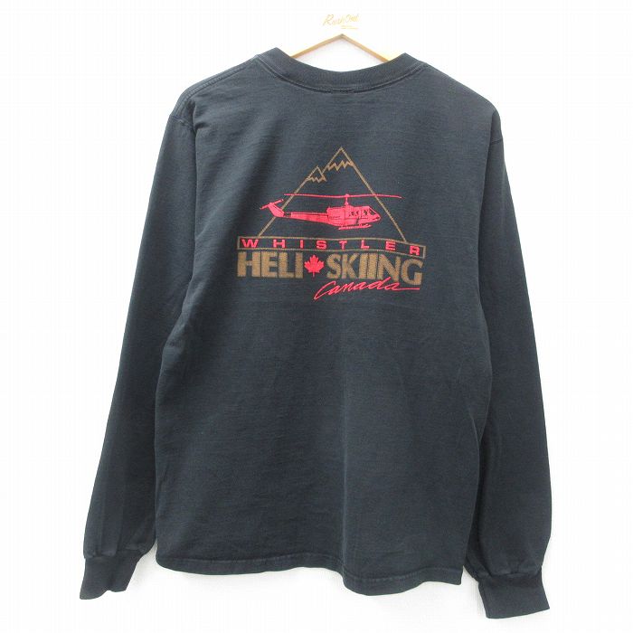 L★古着 フルーツオブザルーム 長袖 ビンテージ Tシャツ メンズ 00年代 00s ヘリコプター コットン クルーネック 黒 ブラック 25apr11 中古