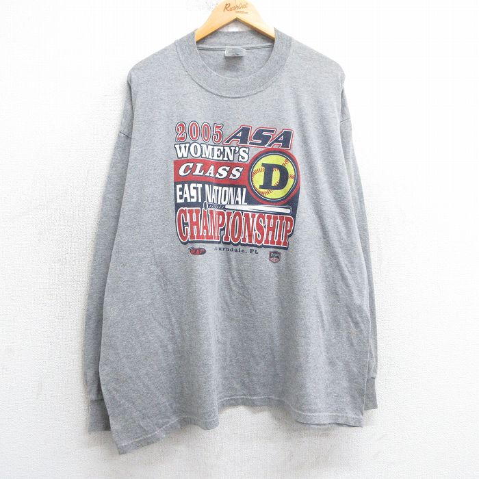 XL★古着 ジャージーズ 長袖 ビンテージ Tシャツ メンズ 00年代 00s ベースボール 野球 USA製 大きいサイズ クルーネック グレー 霜降り 25apr14 中古