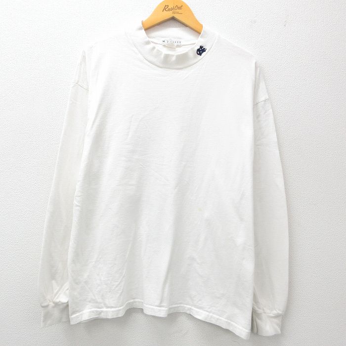XL★古着 長袖 ビンテージ Tシャツ メンズ 00年代 00s CN 大きいサイズ コットン モックネック 白 ホワイト 25apr19 中古
