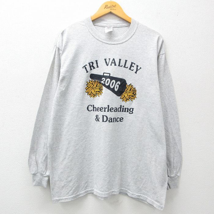 XL★古着 ジャージーズ 長袖 ビンテージ Tシャツ メンズ 00年代 00s チアリーディング 大きいサイズ クルーネック グレー 霜降り 25apr19 中古