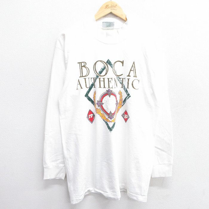 L★古着 長袖 ビンテージ Tシャツ メンズ 80年代 80s BOCA コットン モックネック ハイネック カナダ製 白 ホワイト 25apr23 中古