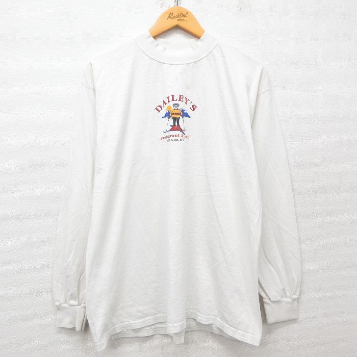 L★古着 長袖 ビンテージ Tシャツ メンズ 00年代 00s DALLEYS スキー コットン クルーネック カナダ製 白 ホワイト 【spe】 25apr23 中古