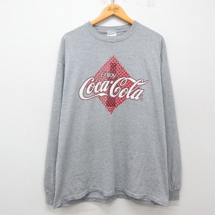 XL★古着 ヘインズ Hanes 長袖 ビンテージ Tシャツ メンズ 00年代 00s コカコーラ グレー 霜降り 【spe】 25apr23 中古