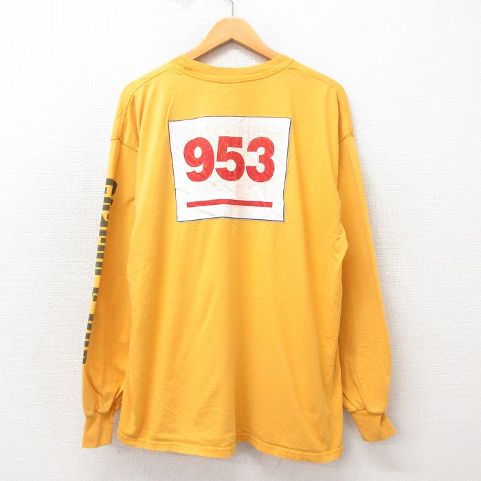 XL★古着 長袖 ビンテージ Tシャツ メンズ 00年代 00s 953 大きいサイズ コットン クルーネック 黄 イエロー 25apr25 中古