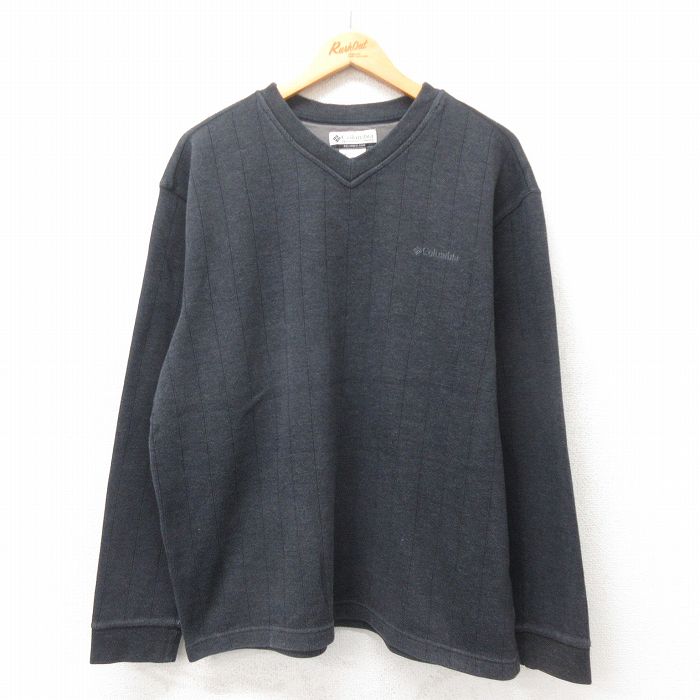 XL★古着 コロンビア COLUMBIA 長袖 ビンテージ Tシャツ メンズ 00年代 00s ワンポイントロゴ 大きいサイズ Vネック グレー 25apr25 中古