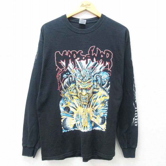 【50%OFF】L★古着 長袖 ビンテージ Tシャツ メンズ 00年代 00s MAPS OF WAR コットン クルーネック 黒 ブラック 25apr26 中古