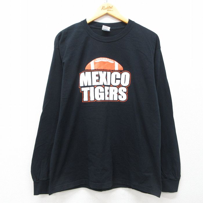 L★古着 長袖 ビンテージ Tシャツ メンズ 00年代 00s タイガース コットン クルーネック 黒 ブラック 25apr26 中古
