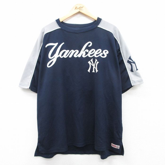 【50%OFF】XL★古着 半袖 フットボール Tシャツ メンズ MLB ニューヨークヤンキース アレックスロドリゲス 13 ツートンカラー 大きいサイズ クルーネック 紺他 ネイビー メジャーリーグ ベースボール 野球 【spe】 25may01 中古