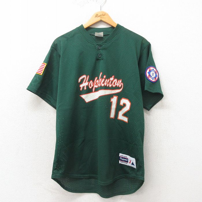 【50%OFF】XL★古着 マジェスティック 半袖 Tシャツ メンズ 90年代 90s Hopkinton 大きいサイズ メッシュ地 Vネック USA製 緑 グリーン 25may02 中古
