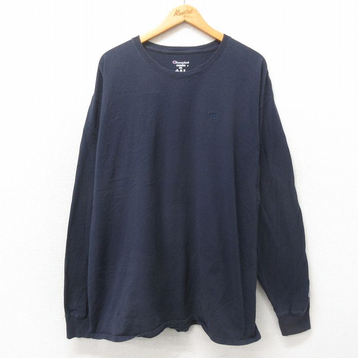チャンピオン 長袖Tシャツ ワンポイントロゴ ネイビー XL | 古着