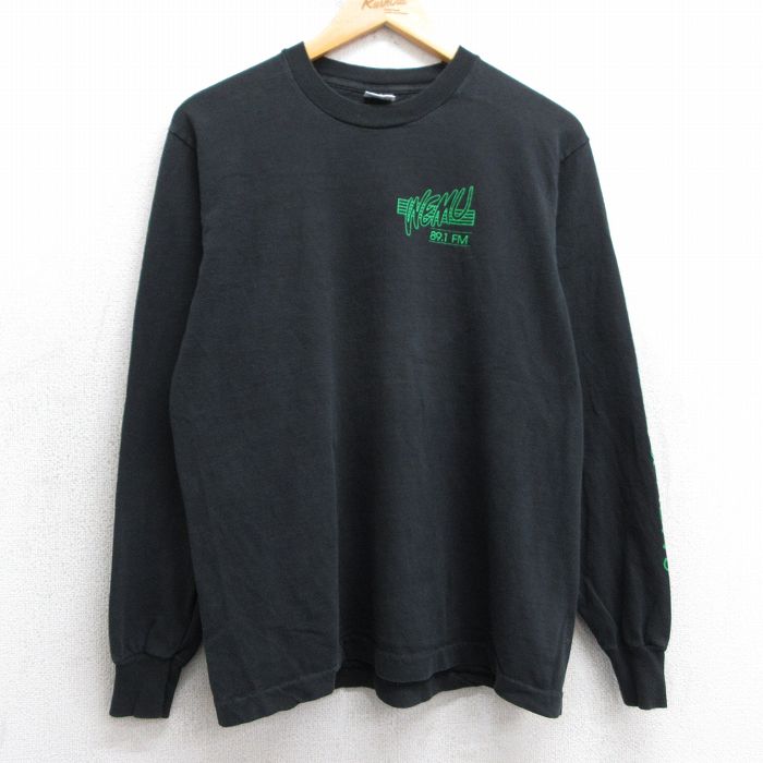 M★古着 フルーツオブザルーム 長袖 ビンテージ Tシャツ メンズ 90年代 90s WEMU コットン クルーネック USA製 黒 ブラック 25may02 中古