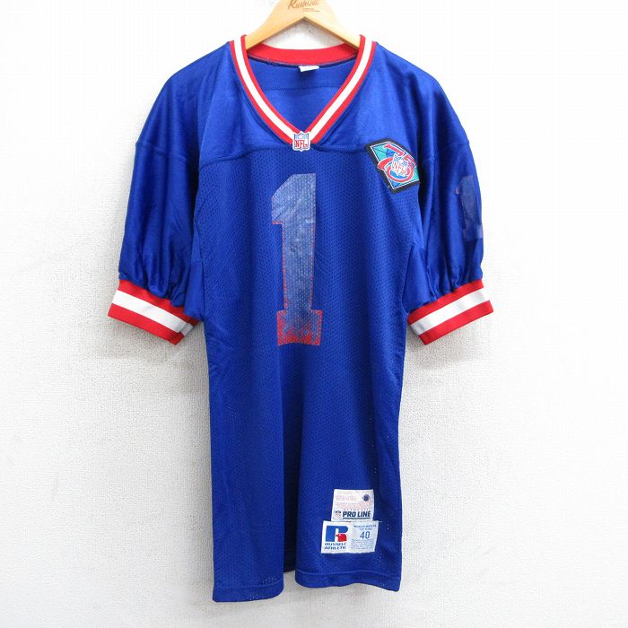 ラッセル 90s 半袖Tシャツ NFL PAGANINI 1 ブルー M | 古着