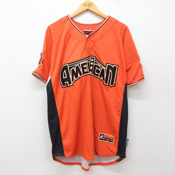 XL★古着 マジェスティック 半袖 ビンテージ Tシャツ メンズ 00年代 00s MLB オールスター ロサンゼルスエンゼルス ブラディミールゲェーロ 27 ヘンリーネック オレンジ ユニフォーム ゲームシャツ メジャーリーグ ベースボール 野球 【spe】 25may12 中古