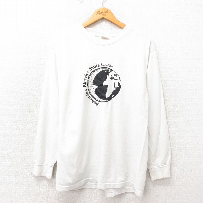 M★古着 長袖 ビンテージ Tシャツ メンズ 90年代 90s サンタクルーズ コットン クルーネック USA製 白 ホワイト 25may17 中古