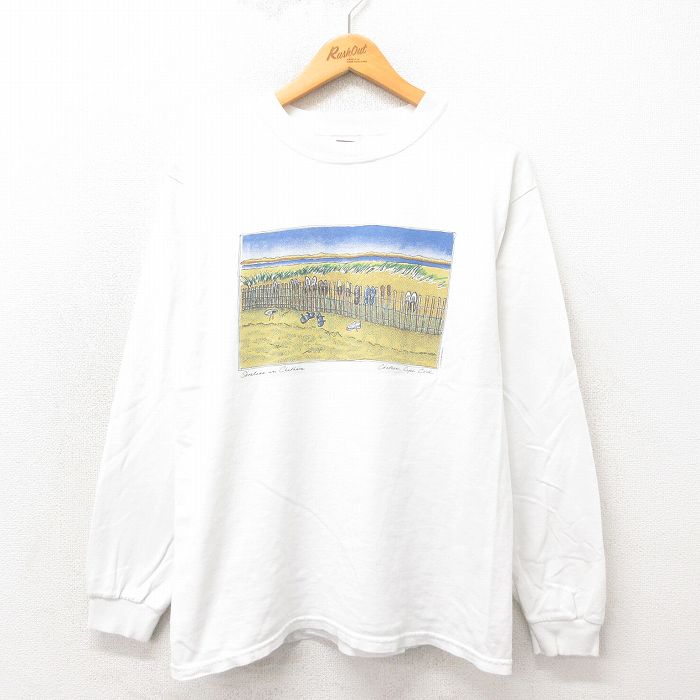 L★古着 長袖 ビンテージ Tシャツ メンズ 00年代 00s ケープコッド コットン クルーネック 白 ホワイト 25may17 中古