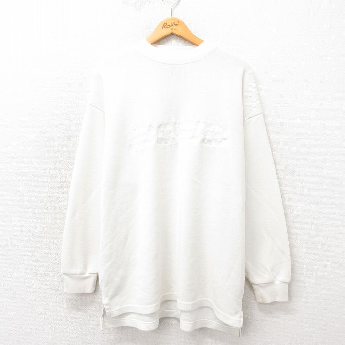 【50%OFF】XL★古着 BOSS 長袖 ビンテージ トップス メンズ 00年代 00s ビッグロゴ 刺繍 大きいサイズ クルーネック 白 ホワイト 25may17 中古