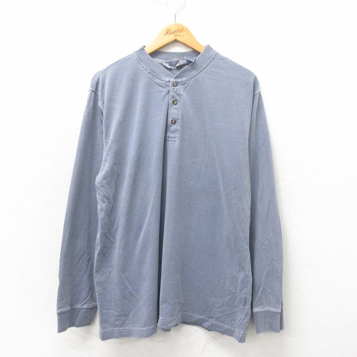 XL★古着 エディーバウアー 長袖 ビンテージ Tシャツ メンズ 00年代 00s 無地 コットン ヘンリーネック グレー 25may17 中古