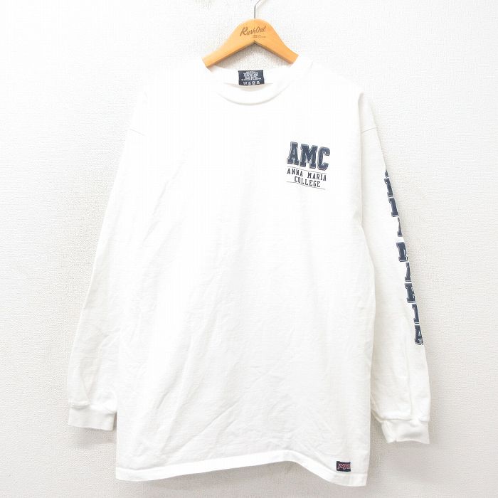 XL★古着 ジャンスポーツ 長袖 ビンテージ Tシャツ メンズ 90年代 90s AMC コットン クルーネック USA製 白 ホワイト 【spe】 25may21 中古