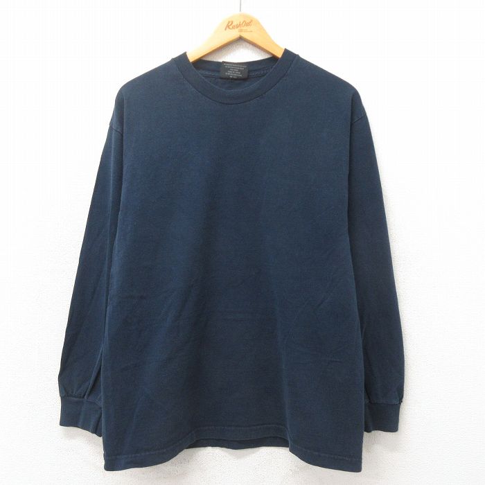 L★古着 STEVE&BARRYS 長袖 ビンテージ Tシャツ メンズ 00年代 00s 無地 コットン クルーネック 黒 ブラック 25may21 中古