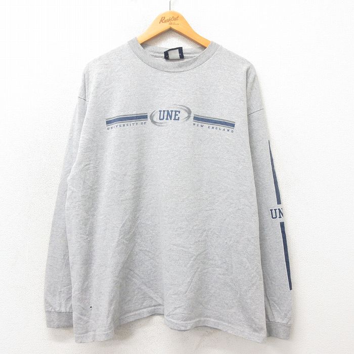 XL★古着 ジャンスポーツ 長袖 ビンテージ Tシャツ メンズ 90年代 90s UNE 大きいサイズ USA製 グレー 霜降り 25may21 中古
