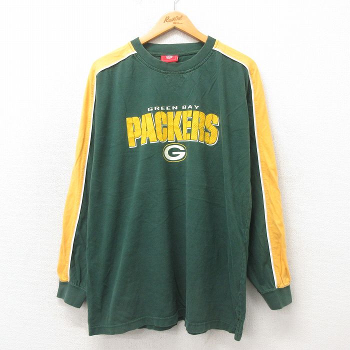 XL★古着 長袖 ビンテージ Tシャツ メンズ 00年代 00s NFL グリーンベイパッカーズ 大きいサイズ クルーネック 緑 グリーン アメフト スーパーボウル 25may21 中古