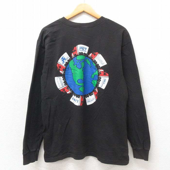 L★古着 長袖 ビンテージ Tシャツ メンズ 90年代 90s トラック 胸ポケット付き コットン クルーネック USA製 黒 ブラック 【spe】 25may22 中古