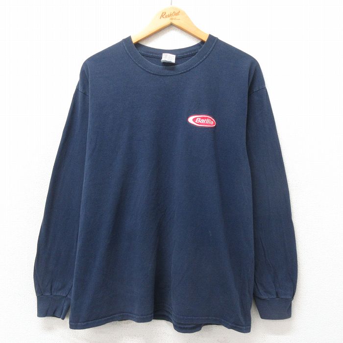 L★古着 長袖 ビンテージ Tシャツ メンズ 00年代 00s Barilla コットン クルーネック 黒 ブラック 25may23 中古