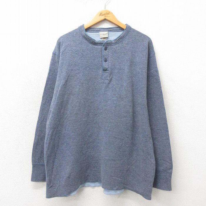 【50%OFF】XL★古着 長袖 ビンテージ Tシャツ メンズ 00年代 00s 大きいサイズ ヘンリーネック グレー 25may23 中古