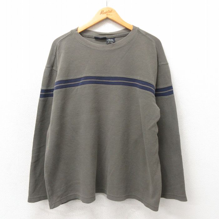 XL★古着 FADED GLORY 長袖 ビンテージ Tシャツ メンズ 00年代 00s 大きいサイズ コットン クルーネック ベージュ カーキ 25may23 中古