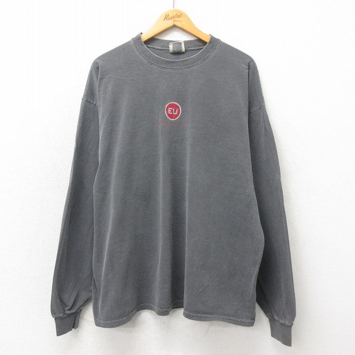 XL★古着 長袖 ビンテージ Tシャツ メンズ 00年代 00s EU 大きいサイズ コットン クルーネック グレー 25may24 中古