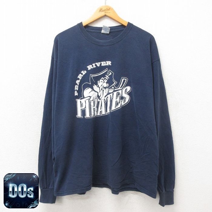 00s 長袖Tシャツ 海賊 ネイビー XL | 古着