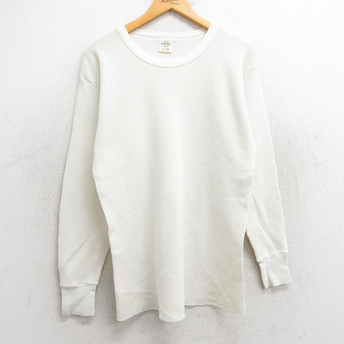 L★古着 チェロキー 長袖 ビンテージ サーマル Tシャツ メンズ 80年代 80s 無地 クルーネック 生成り 25may28 中古