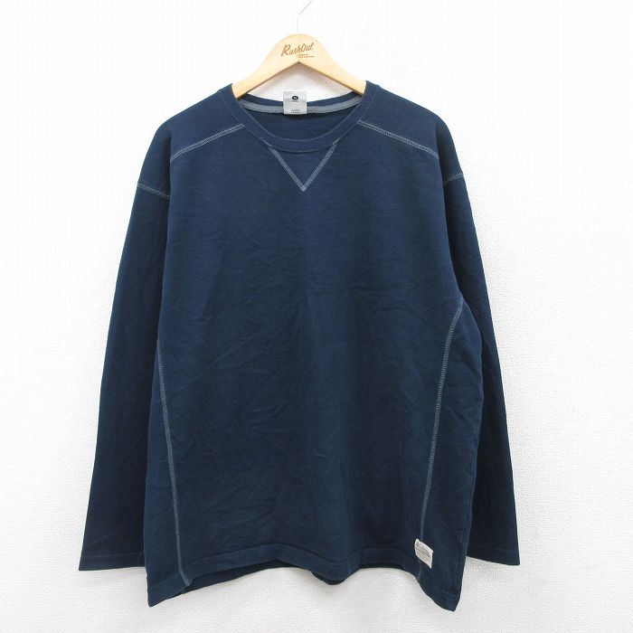 【20%OFF】XL★古着 コロンビア COLUMBIA 長袖 ビンテージ Tシャツ メンズ 00年代 00s 無地 大きいサイズ コットン クルーネック 紺 ネイビー 25jun03 中古